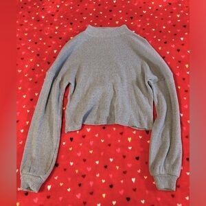 Gray/Light Blue Women's Cropped Sweater